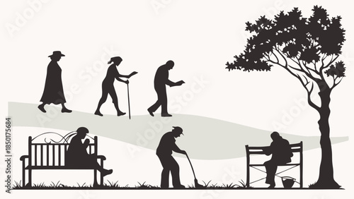 Active Senior Adults Walking Gardening Relaxing Outdoors for Healthy Aging and Retirement Well-being