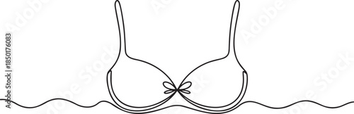 Bra on transparent background, single line drawing