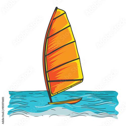 Windsurfing in beautiful blue ocean or sea for summer holiday and recreation activities
