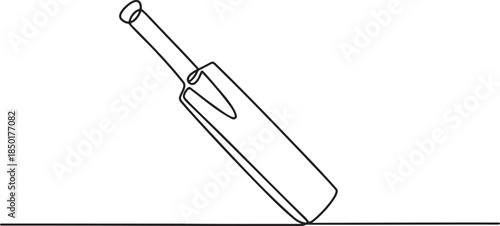 Continuous line drawing of a cricket bat, representing the sport of cricket and its iconic equipment in a minimalist style