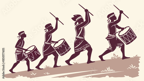Dynamic Drummers Marching Uphill Driving Business Growth and Team Momentum