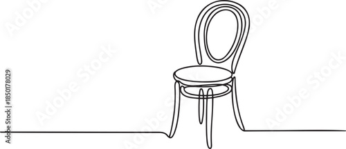 Continuous line drawing of a vintage elegant chair with an oval backrest