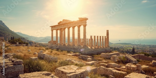 Pergamum, a historically significant Greek city in Mysia featuring ancient architecture and cultural heritage
