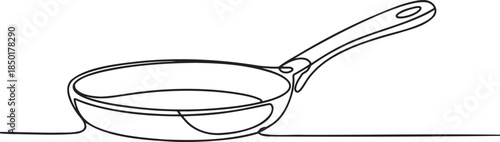 Continuous line drawing of cooking pan on transparent background