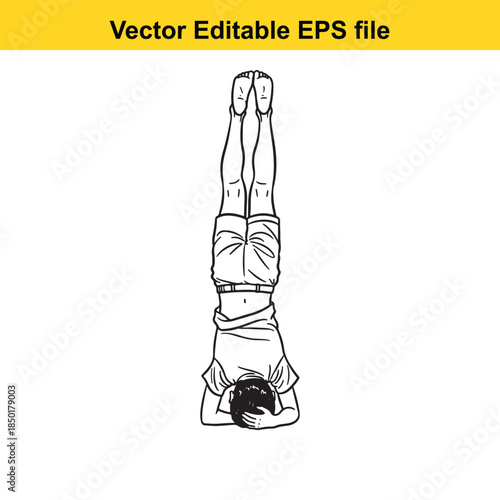  a person doing a handstand isolated on white background in a vector editable  file