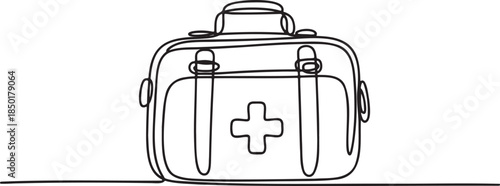 First aid kit continuous line drawing vector illustration isolated on transparent background medicine and health concept