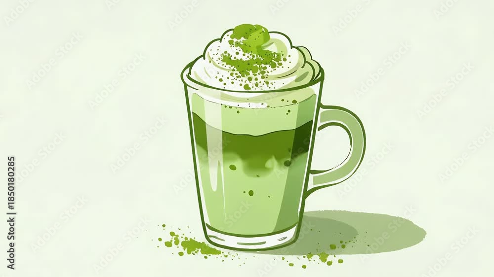 custom made wallpaper toronto digitalRefreshing Green Matcha Latte Topped With Cream.