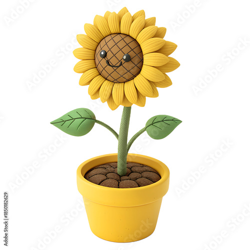 Wallpaper Mural Smiling Cartoon Sunflower in Yellow Pot Torontodigital.ca