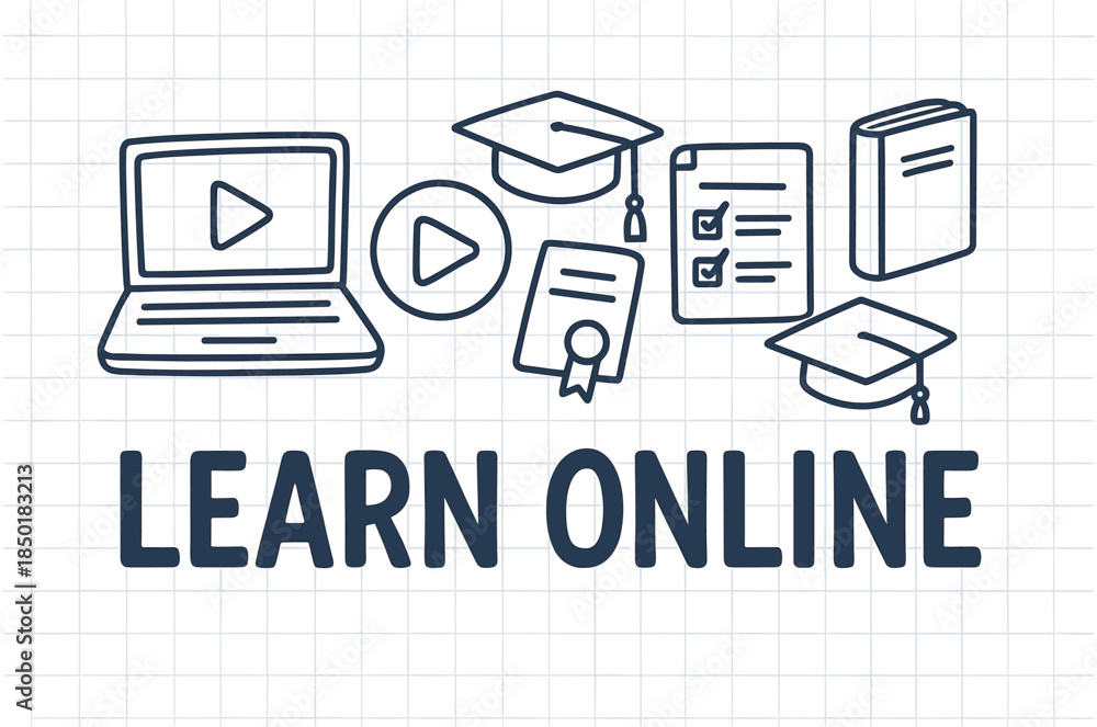 Obraz premium Online learning: digital classes and educational resources for e-learning