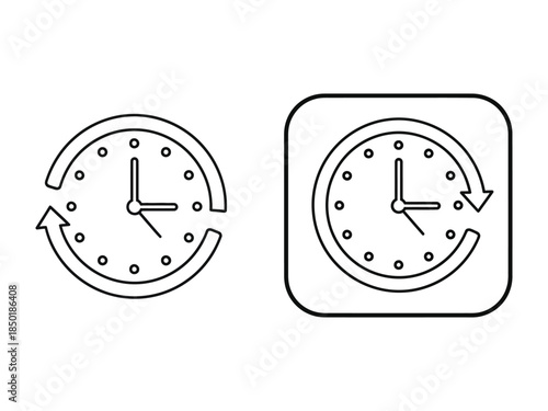 Minimal Continuous Time Loop Clock Icons for Scheduling, Refresh and Productivity Concepts