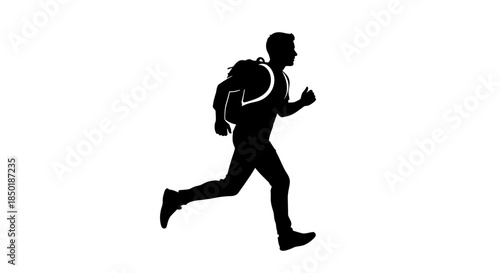 Silhouette of a person with a backpack running, showcasing an active lifestyle and outdoor adventure