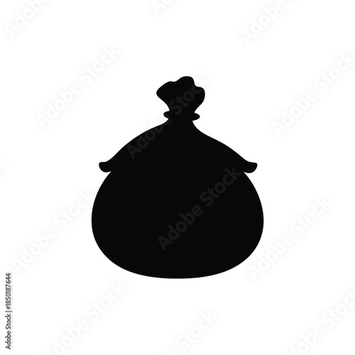 Silhouette of a large, bulging sack with a tied, gathered top