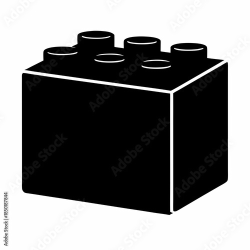 Black and white silhouette of a plastic building block toy brick