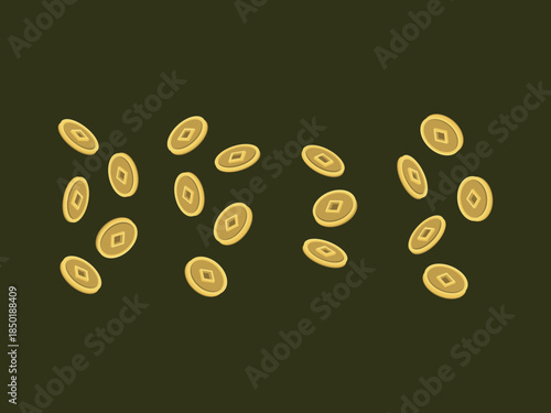 coin china rich element gold cartoon chinese new year wealth fortune money asia currency festival
