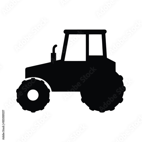 Simple Black Silhouette of a Tractor, Symbolic of Agriculture and Farming