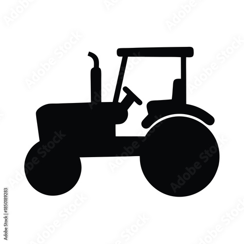 Black and white tractor icon illustration perfect for agricultural concepts