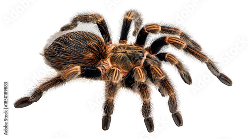 Closeup of a hairy tarantula spider isolated on transparent background