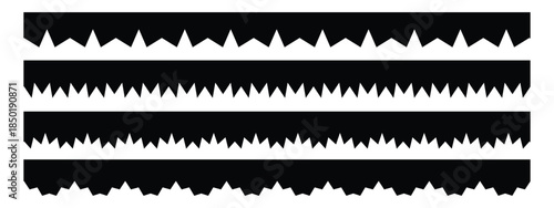 Scalloped edge seamless set. borders and dividers. Simple scalloped border. Repeat cute vintage frill ornament. stripe,tape collection isolated on white background.Texture ribbons