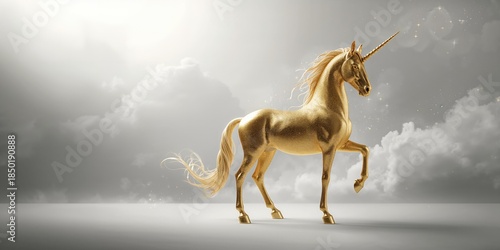 Edinburgh's Queen's Gallery showcases a golden unicorn artwork, symbolizing myth and magic, cultural heritage day