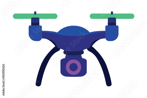 Flying drones with cameras in air flat design.