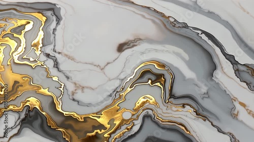 Wallpaper Mural Abstract Marble Waves With Gold Veins In Motion. Torontodigital.ca
