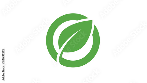 Green leaf icon within a circular border on a white background