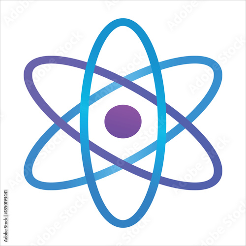 Atomic icon. Nucleus, protons and neutrons. Vector. 