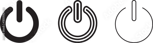 On off icon set of power buttons in clean silhouette vector EPS, solid style, isolated.