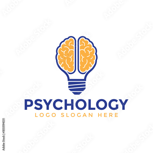 Psychology Logo Design Brain Light Bulb Concept for Mental Health Professionals