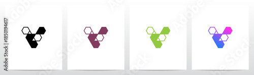 Hexagon Triangles Lines Geometric Letter Initial Logo Design V