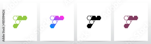 Hexagon Triangles Lines Geometric Letter Initial Logo Design T