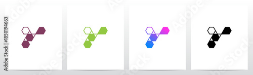 Hexagon Triangles Lines Geometric Letter Initial Logo Design Y