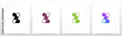 Hexagon Triangles Lines Geometric Letter Initial Logo Design Z