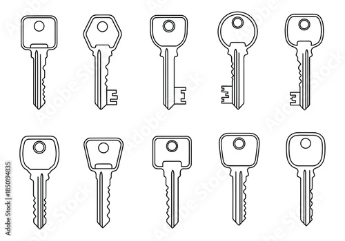 Collection of various metal keys with unique teeth patterns