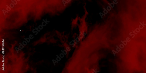 Abstract red misty fog on isolated black background. Smoke stage studio. Red steam on a black background. Dark texture of hot red and orange smoke flames with energy light explosion motion. 