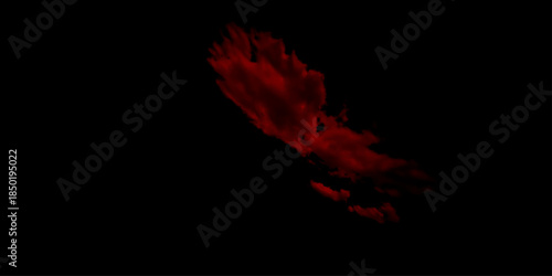 Abstract red misty fog on isolated black background. Smoke stage studio. Red steam on a black background. Dark texture of hot red and orange smoke flames with energy light explosion motion. 