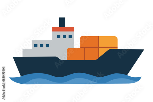 Cargo ship sailing on the sea transporting containers across the ocean under a clear sky
