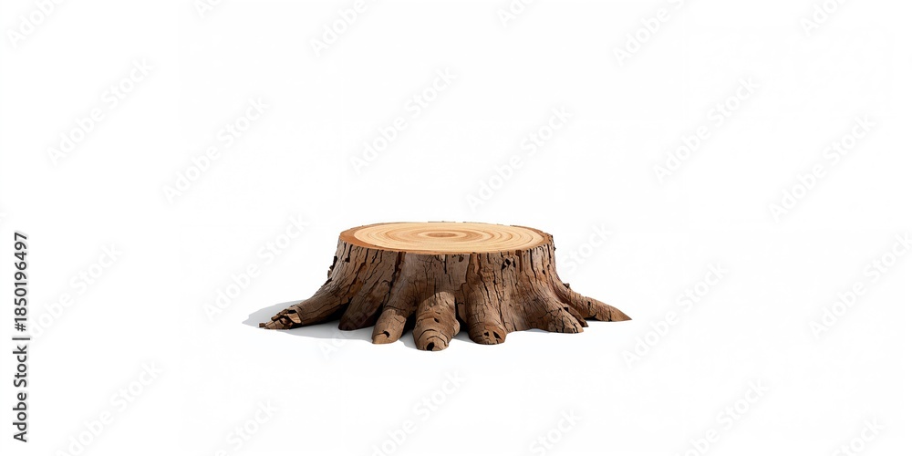 Fototapeta premium Single wooden timber on a white backdrop, suitable for carpentry or interior design projects