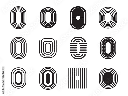Collection of eight unique letter o designs with various patterns and styles