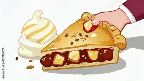 Wallpaper Mural Delicious Pie Slice Being Shared with Whipped Cream. Torontodigital.ca