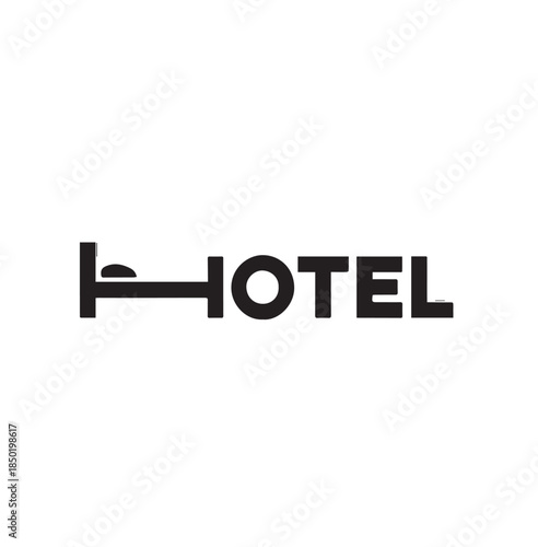 Creative HOTEL Logo Typography with Bed Symbol.
