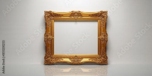 Decorative golden frame encasing an image placed against a white backdrop for visual enhancement