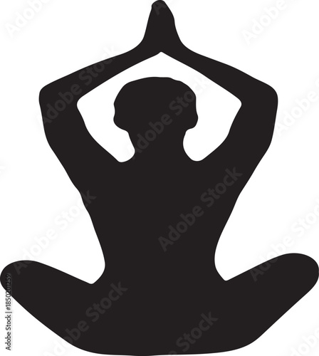 Yoga and Meditation Silhouette Icon in Lotus Pose.