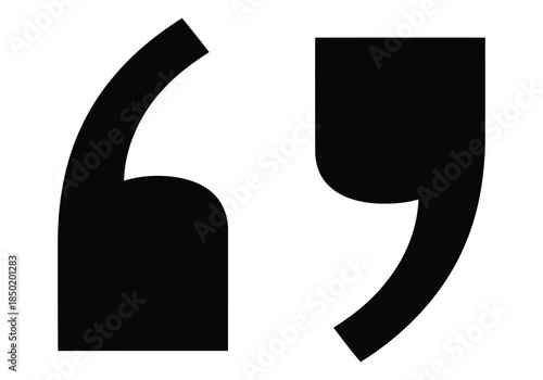 Stylized black opening and closing quotation marks isolated against a white background