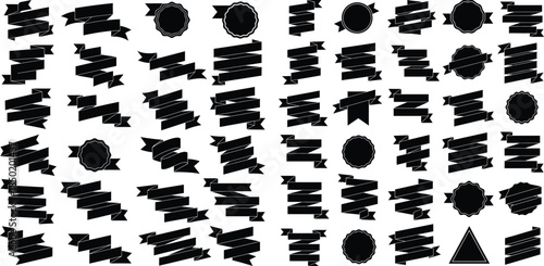 Collection of flat design banners and label templates in versatile silhouette style for web design