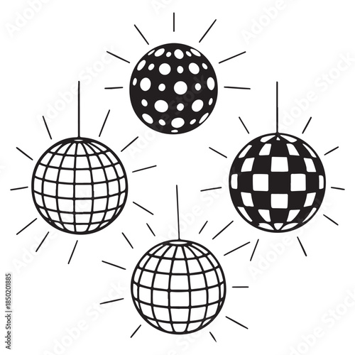 disco ball vector icons set