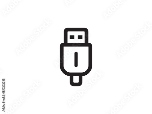 A simple black and white usb flash drive icon
