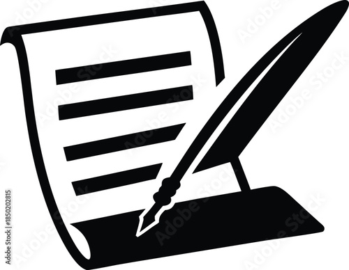 Elegant Quill Pen Icon Writing Important Document for Education and Communication Concepts