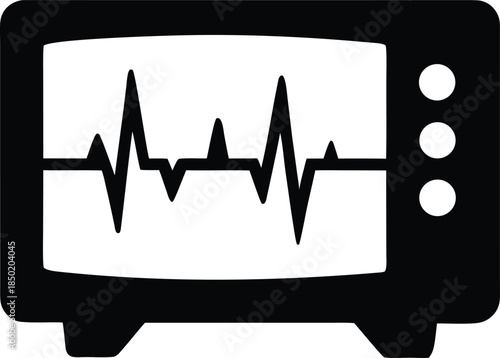 Essential digital heartbeat monitor displaying a vital signs pulse wave rhythm