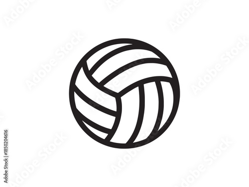 Black and white volleyball icon with simple lines